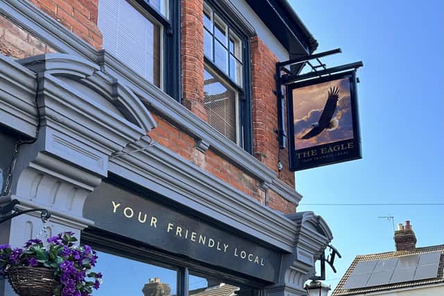 Jeanette Thomas and her husband have taken over The Eagle in Gosport. 
Pictured: Jeanette outside the pub