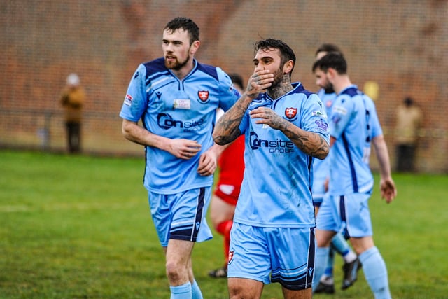 Curt Da Costa has just scored for AFC Portchester. Picture by Daniel Haswell