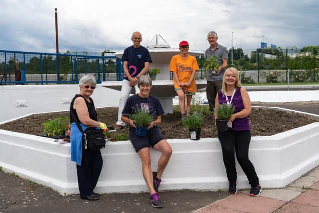 Pictured: Sue Lindon, Sally Gilbert, Paul Smith, Maria Bunce, Kevin Gilbert, Jan Waterman at Hilsea Lido. Picture: Andy Hornby