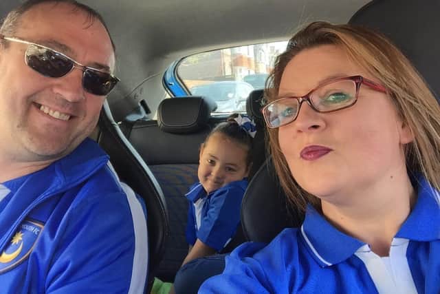 Dom Merrix, 48, of North End, pictured with partner Sarah Merrix and their 10-year-old daughter Ellie-Mai. Dom died on Thursday of a suspected case of Covid-19