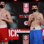 Mateusz Bereznicki, left, and Moldova's Andrei Zaplitini. Picture: 'Suzuki Boxing Night'