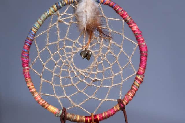 Jayne Terry has started a business making and selling dream catchers. One of the designs pictured at her home in Gosport
   Picture: Chris Moorhouse      (270221-27)
