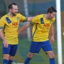 Dan Edwards, right, celebrates his goal with Conor Mansfield. Picture: Chris Moorhouse