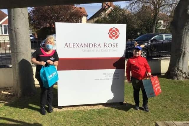 Albie delivering goods to Alexandra Rose care home