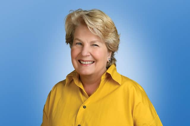 Sandi Toksvig tours her new live show Next Slide Please to Sheffield City Hall on June 17. 2022 (photo: Steve Ullathorne)