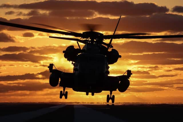 Sea Stallion launches.
:A CH-53E Super Stallion operating on HMS Prince of Wales. Picture: Royal Navy.