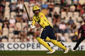 James Vince of Hampshire clips the ball off his legs during Hampshire's Blast win against Somerset at the Ageas Bowl this week. Picture: Mike Hewitt/Getty Images