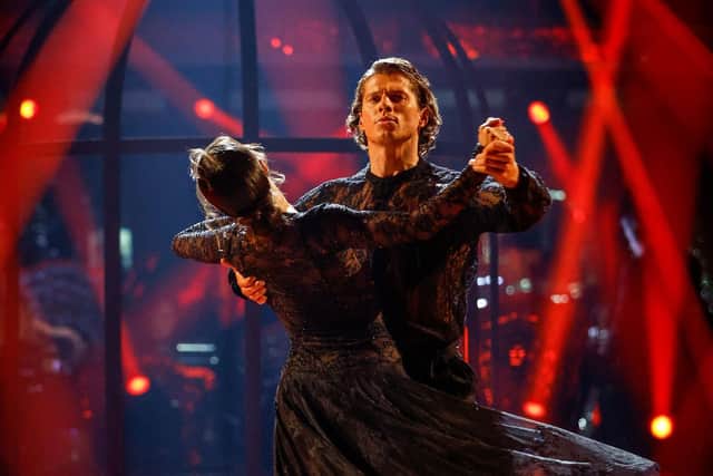 Katya Jones and Lewis Cope during their appearance on the live show of Saturday's Strictly Come Dancing show. Photo: BBC