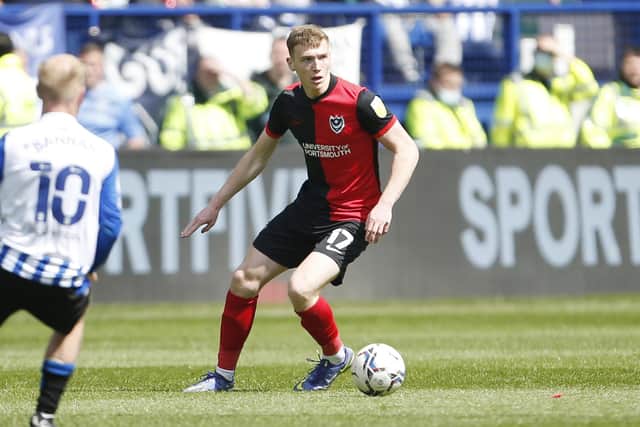Hayden Carter has enjoyed an impressive loan spell at Pompey, making 22 appearances and scoring once. Picture: Paul Thompson/ProSportsImages