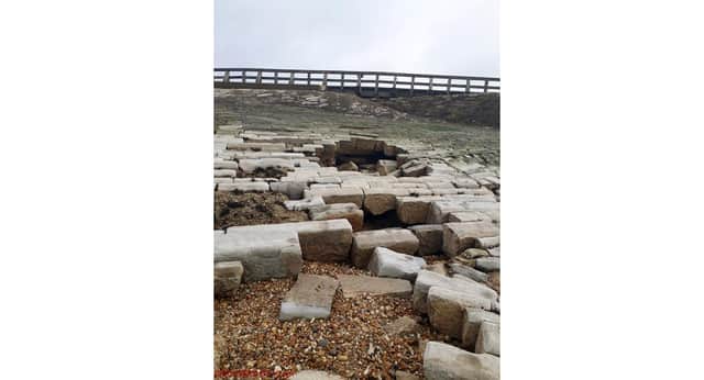 Damage to the Long Curtain Moat sea defence caused by Storm Jorge. Picture: The Southsea Coastal Scheme