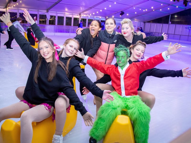 Launch night of Portsmouth On Ice 2023 at Portsmouth Guildhall Walk on Friday 24th of Novermber 2023
Pictured: People skating on ice
Picture: Habibur Rahman