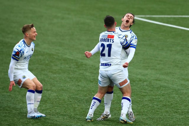 Sam Matthews, right, has just scored Hawks' late winner. Picture by Dave Haines