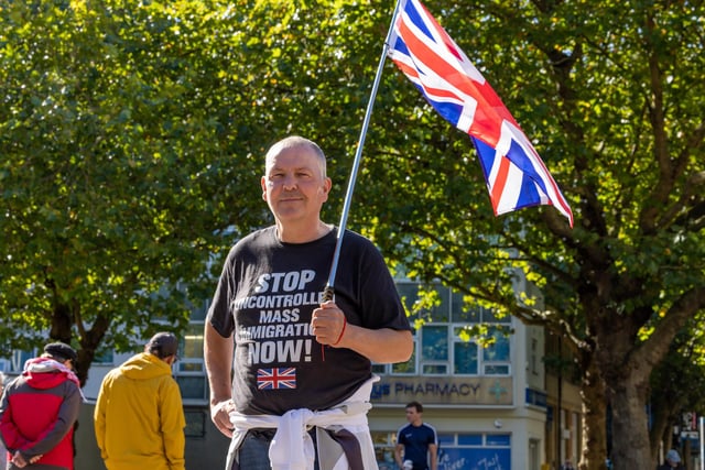 Peaceful protesters in Guildhall Square on Saturday morning