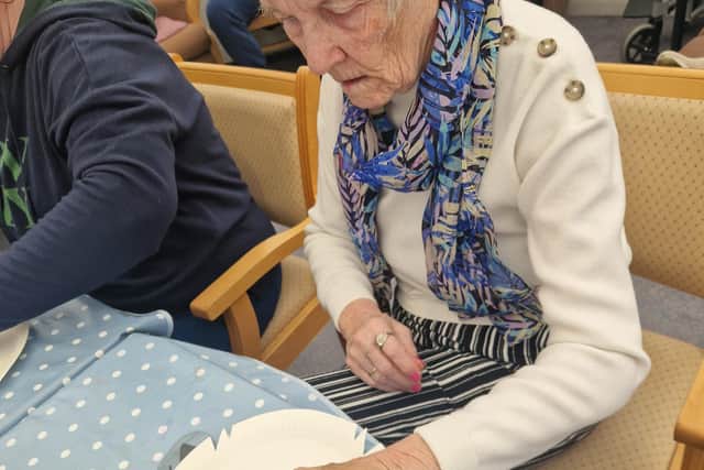 A paper plate transformed into a polar bear, as residents celebrate International Polar Bear Day at Bedhampton Court.