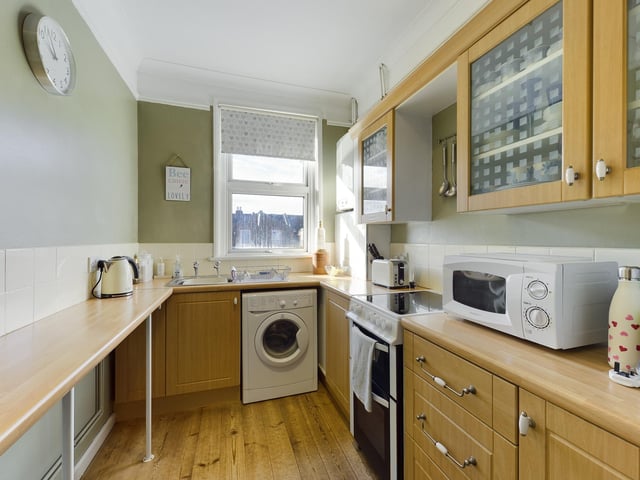 Thie two-bedroom apartment is on the market for £185,000. It is listed by Chinneck Shaw.