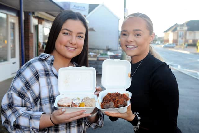 Ellie Langton, 22, left, and Maddison Kimber, 22, from Jacket Required are hoping to open their jacket potato shop along Elm Grove, Hayling Island, by the end of March  
Picture: Sarah Standing (050221-2348)