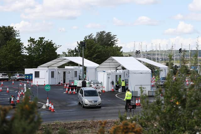 Portsmouth's Covid-19 testing centre at the Tipner West lorry park, off the M275  (Photo by Naomi Baker/Getty Images)