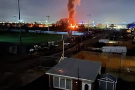 GAS explosions left mobile homes and a building on fire, and smoke could be seen billowing into the sky. The fire started on Claybank Road, at 10.30pm. Picture: Supplied