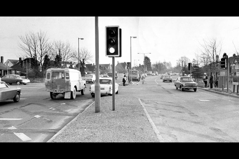 The Fareham A27 Junction with Down End Road in December 1974. The News PP3167
