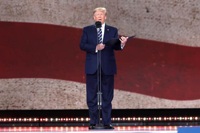 US President Donald Trump on stage on Southsea Common Picture: Chris Moorhouse (050619-19)