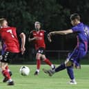 Joe Johnson got US Portsmouth's goal in the defeat at Frimley Green. Picture: Chris Moorhouse  (jpns 310821-21)