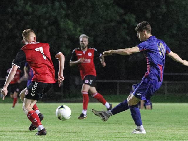 Joe Johnson got US Portsmouth's goal in the defeat at Frimley Green. Picture: Chris Moorhouse  (jpns 310821-21)