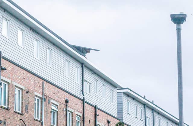 Damage caused to the tower block in London Road, Hilsea.