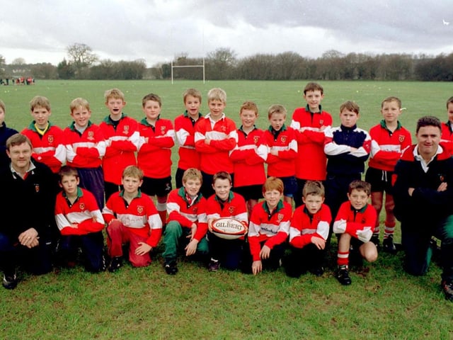 Petersfield RFC Under-11s with coaches Tim Garner (left) and David Auger