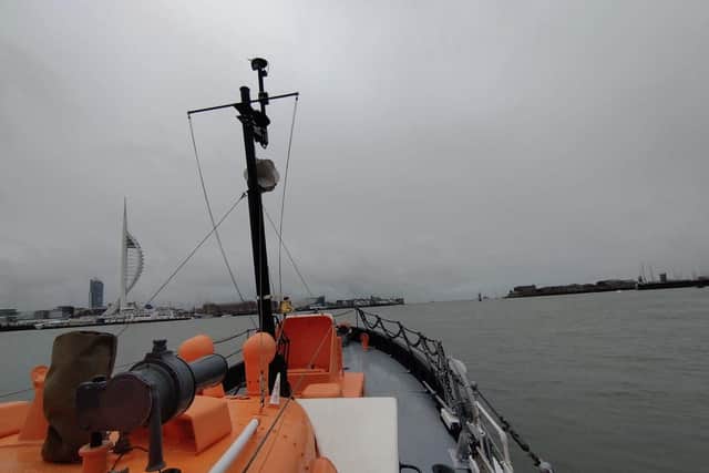'AMiTY' Heading for the entrance to Portsmouth Harbour.