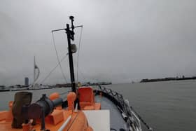 'AMiTY' Heading for the entrance to Portsmouth Harbour.