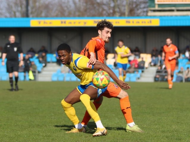 Gosport's Kyal Williams in action against Hartley Wintney. Picture by Tom Phillips
