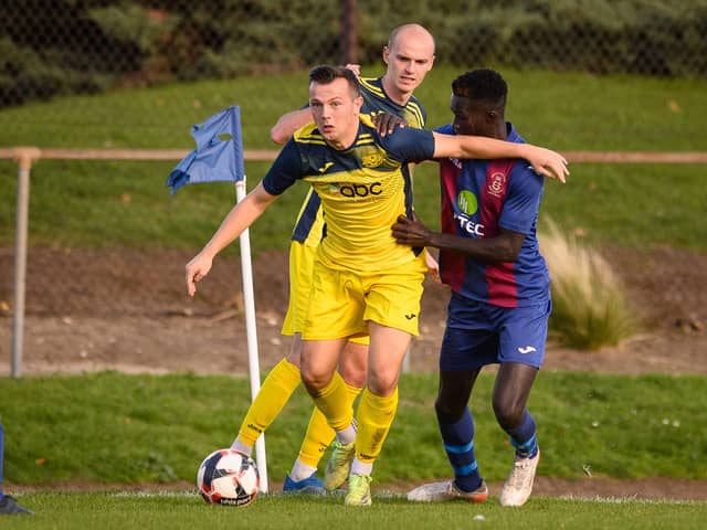 Callum Glen is suspended for Moneyfields's next two Wessex League games. Picture: Keith Woodland