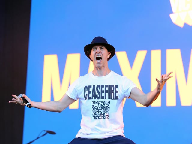 Maximo Park performing on the Castle Stage.Picture: Sarah Standing (230824-4704)