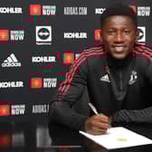 Manchester United defender Di'shon Bernard poses after signing a new contract at the Red Devils in July 2021     Picture: Matthew Peters/Manchester United via Getty Images