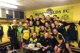Moeyfields Women continue their Women's Hampshire FA Cup quarter-final celebrations in the dressing room