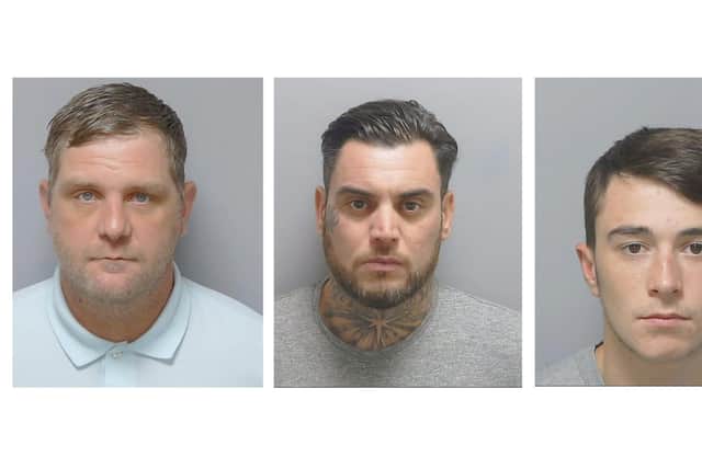 From left, Lee Matthews, Robert Hey and Jason Stanley were all sentenced at Portsmouth Crown Court today.