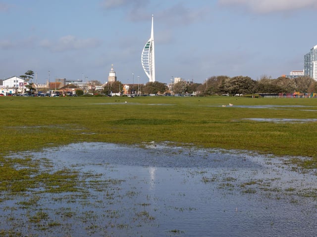 The waterlogged common, which contributed to the decision to cancel the race. Picture: Mike Cooter (311021)