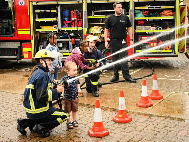 Pictured is: Max Warren, 2&half helps put the fire out.Picture: Keith Woodland (100921-14)