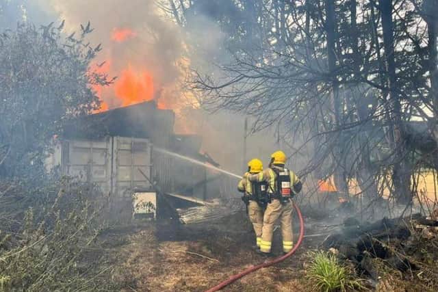 Crews from Fareham and Portchester dealing with a fire in Titchfield on Thursday