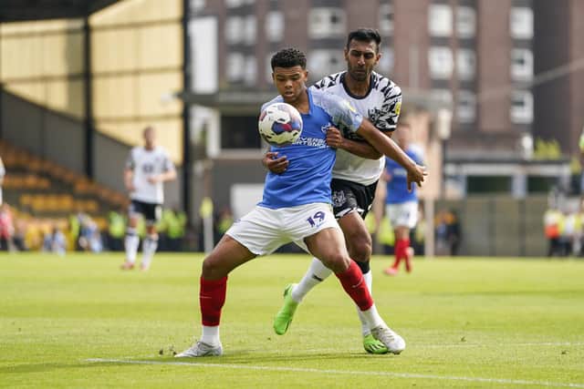 Dane Scarlett registered his first goal in senior football as Pompey claimed a 1-0 success at Port Vale on Saturday. Picture: Jason Brown/ProSportsImages