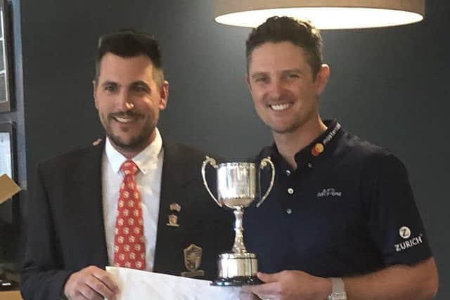 Martin Young with Justin Rose after winning the Mid Am title at North Hants GC.