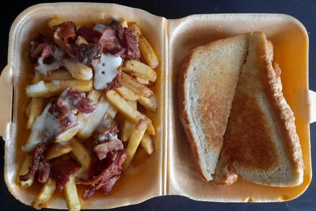 Firecracker toastie with cheese and bacon loaded chips.