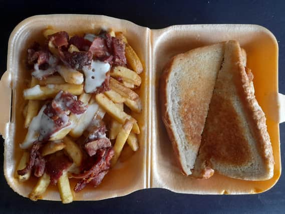 Firecracker toastie with cheese and bacon loaded chips.