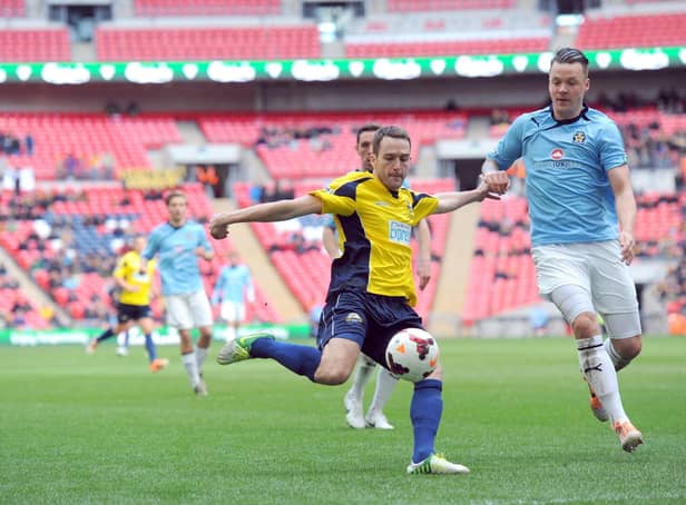 All-time Gosport Borough record goalscorer Justin Bennett featured for the club in their FA Trophy final defeat to Cambridge at Wembley in 2014 Picture: Paul Jacobs (14847-1718)