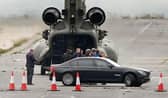 Home Secretary Suella Braverman arrives in a Chinook helicopter for a visit to the Manston immigration short-term holding facility located at the former Defence Fire Training and Development Centre in Thanet, Kent. Picture: Gareth Fuller/PA Wire