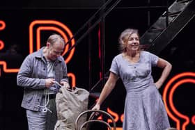 Jonathan Slinger and Kirsty Bushell in A View From The Bridge at Chichester Festival Theatre, October 2023. Picture by The Other Richard