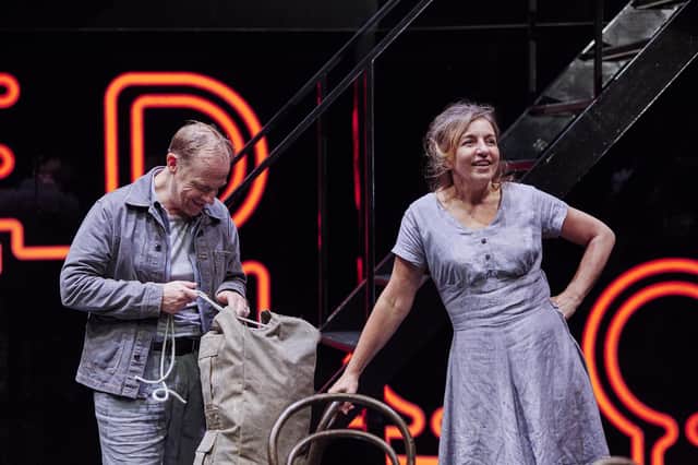Jonathan Slinger and Kirsty Bushell in A View From The Bridge at Chichester Festival Theatre, October 2023. Picture by The Other Richard