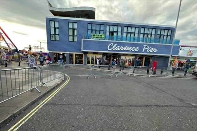 Barricades by Clarence Pier. Pic: Supplied