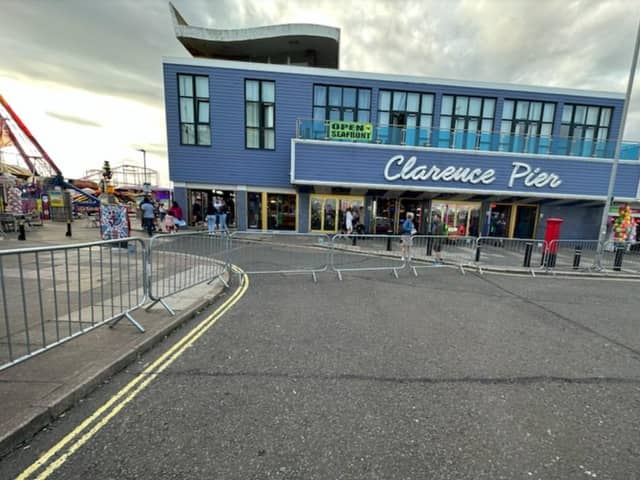 Barricades by Clarence Pier. Pic: Supplied