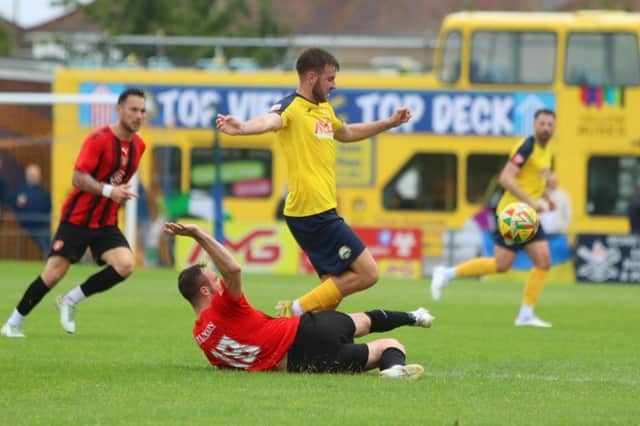 Harvey Rew scored twice as Gosport defeated Basingstoke Town 4-1. Picture by Tom Phillips